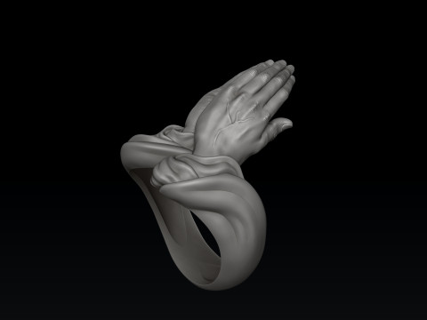 Praying Hands Ring v2 3D print model 3D Принт Модель