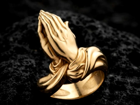 Praying Hands Ring v2 3D print model 3D Print Model