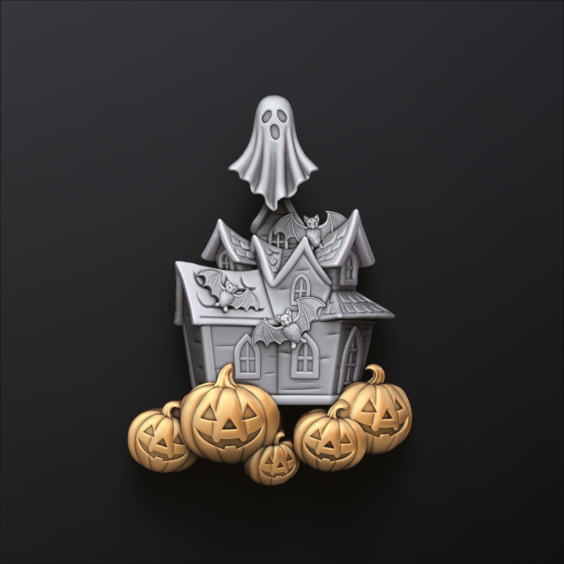ハロウィンお化け屋敷パンプキンゴーストペンダント3Dプリントモデル 3Dプリントモデル .c4d .max .obj .3ds .fbx .stl .blend