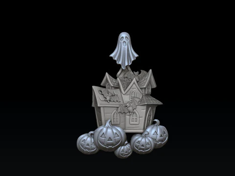 Halloween Haunted House Pumpkin Ghost Pendant 3D print model 3D Print Model