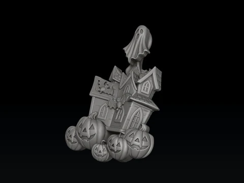 Halloween Haunted House Pumpkin Ghost Pendant 3D print model 3D Print Model