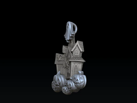 Halloween Haunted House Pumpkin Ghost Pendant 3D print model 3D Print Model