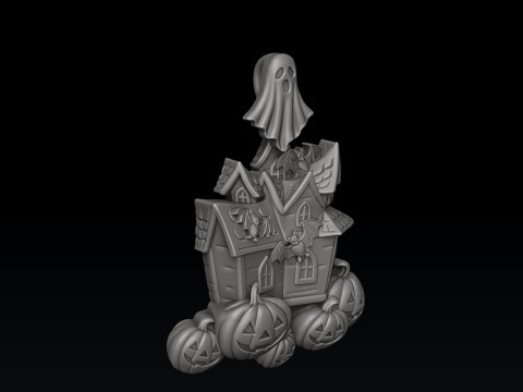 ハロウィンお化け屋敷パンプキンゴーストペンダント3Dプリントモデル 3Dプリントモデル