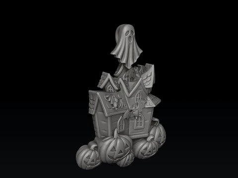 Halloween Haunted House Pumpkin Ghost Pendant 3D print model 3D Print Model