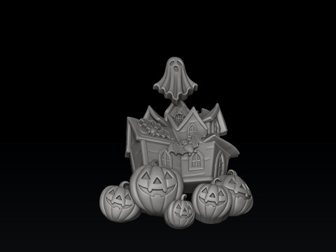ハロウィンお化け屋敷パンプキンゴーストペンダント3Dプリントモデル 3Dプリントモデル