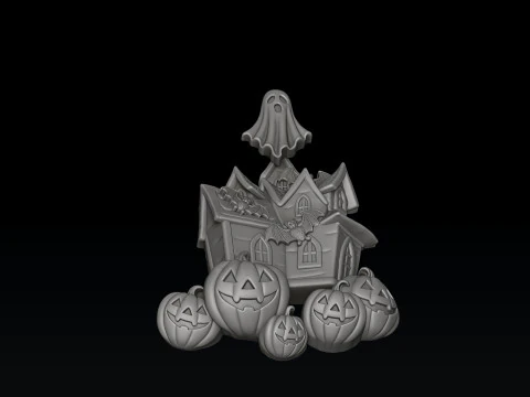 Halloween Haunted House Pumpkin Ghost Pendant 3D print model 3D Print Model
