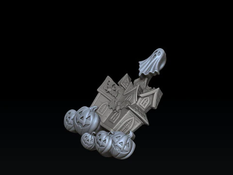 Halloween Haunted House Pumpkin Ghost Pendant 3D print model 3D Print Model
