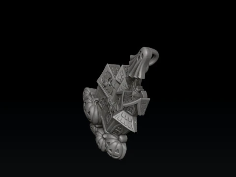 Halloween Haunted House Pumpkin Ghost Pendant 3D print model 3D Print Model