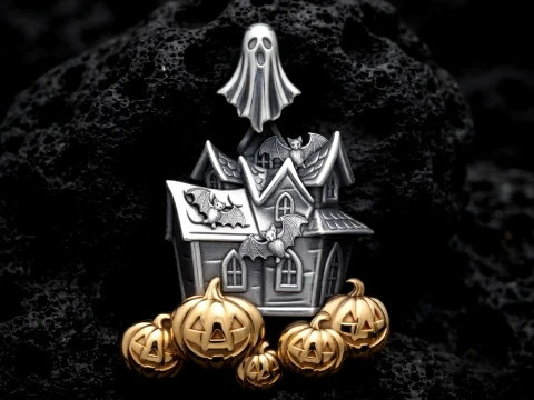 Halloween Haunted House Pumpkin Ghost Pendant 3D print model 3D Print Model