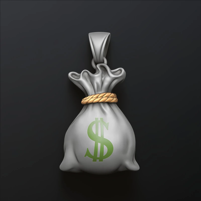 Modello di stampa 3D con pendente per borsa dei soldi Modello di stampa 3D .c4d .max .obj .3ds .fbx .stl .blend 