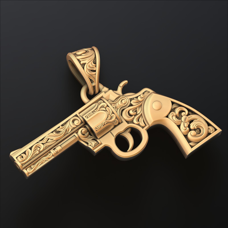 Revolver Colt-hanger met ornamenten 3D-printmodel 3D printmodel .c4d .max .obj .3ds .fbx .stl .blend 