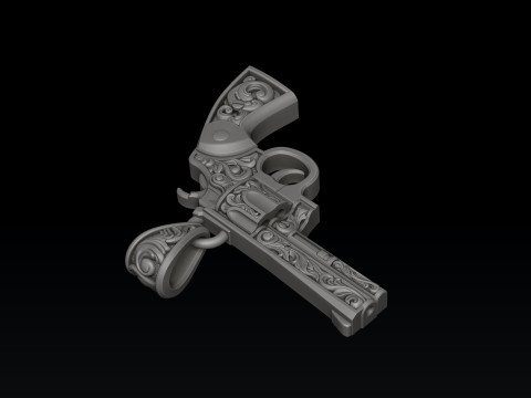 Revolver Colt-hanger met ornamenten 3D-printmodel 3D printmodel