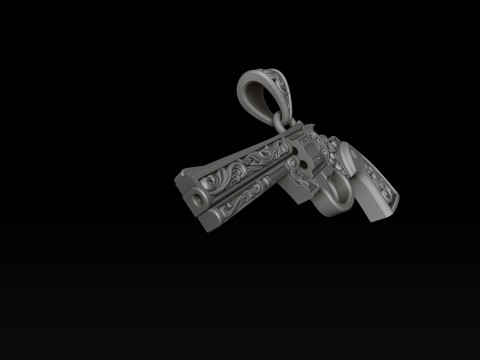Revolver Colt-hanger met ornamenten 3D-printmodel 3D printmodel