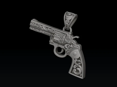 Pendente stilizzato Gan Revolver v2 con ornamenti Modello di stampa 3D Modello di stampa 3D