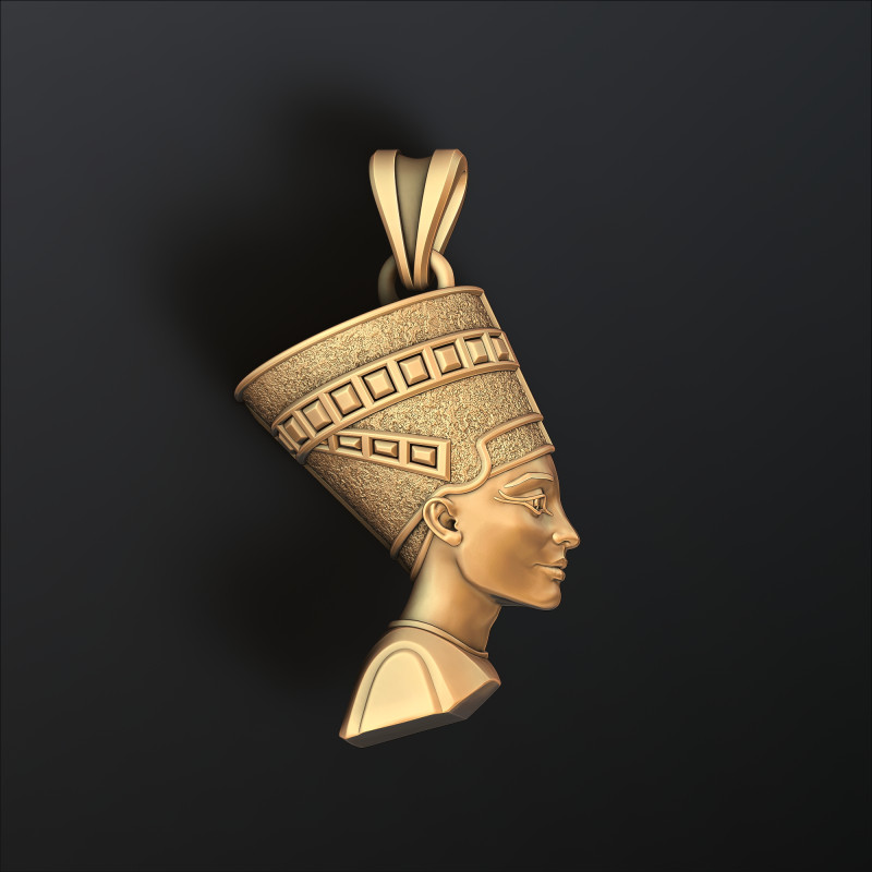 Model cetak 3D Liontin Nefertiti Model Cetak 3D .c4d .max .obj .3ds .fbx .stl .blend 