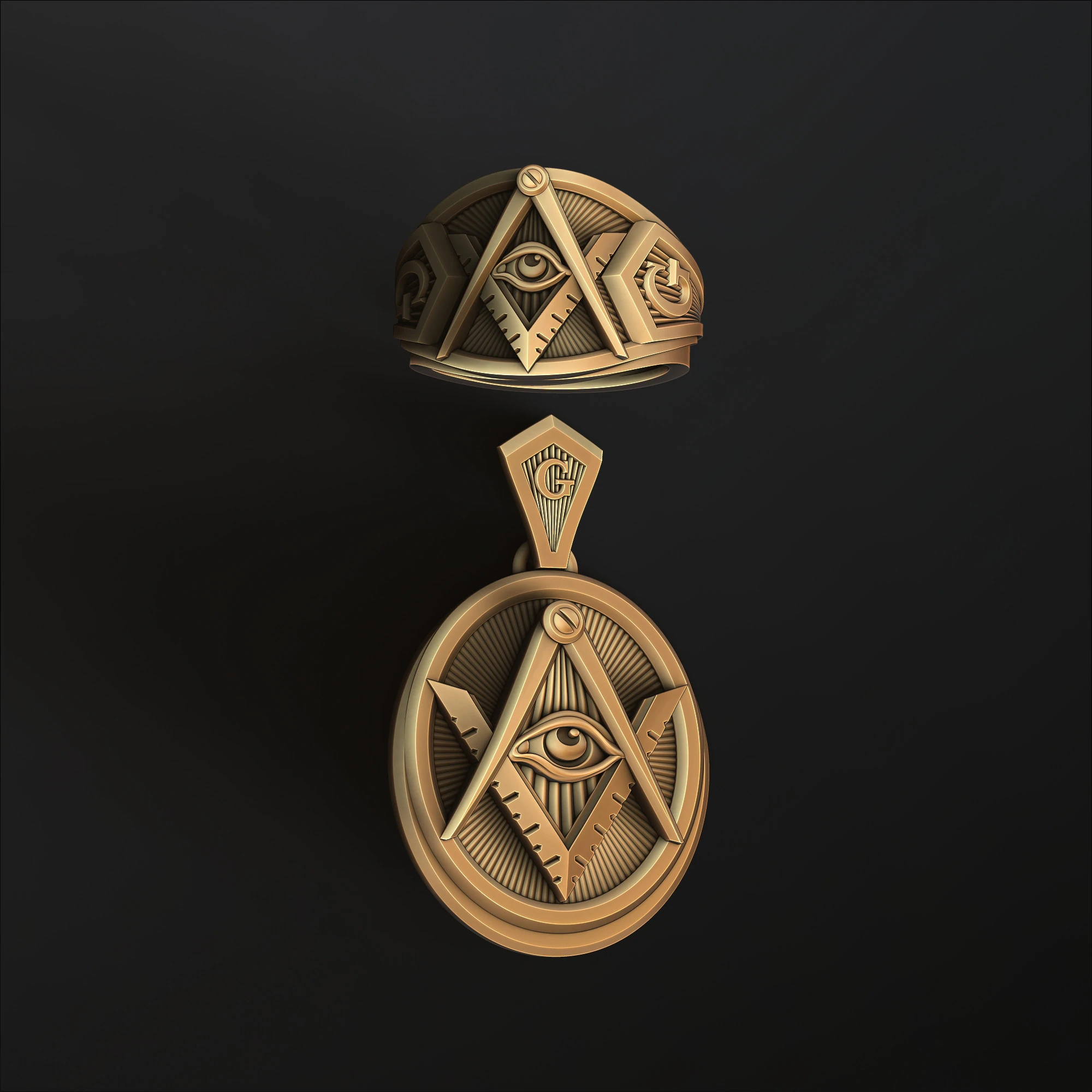 Mason Pendant Ring Collection 3D Print Model .c4d .max .obj .3ds .fbx .stl .blend 