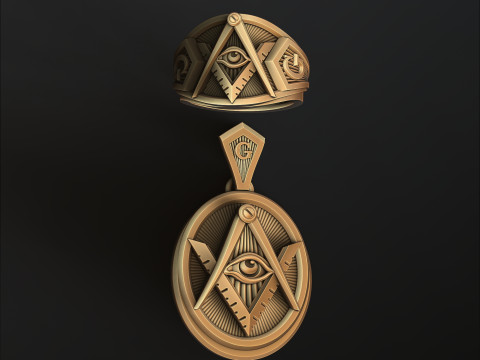 Mason Pendant Ring Collection 3D Print Model