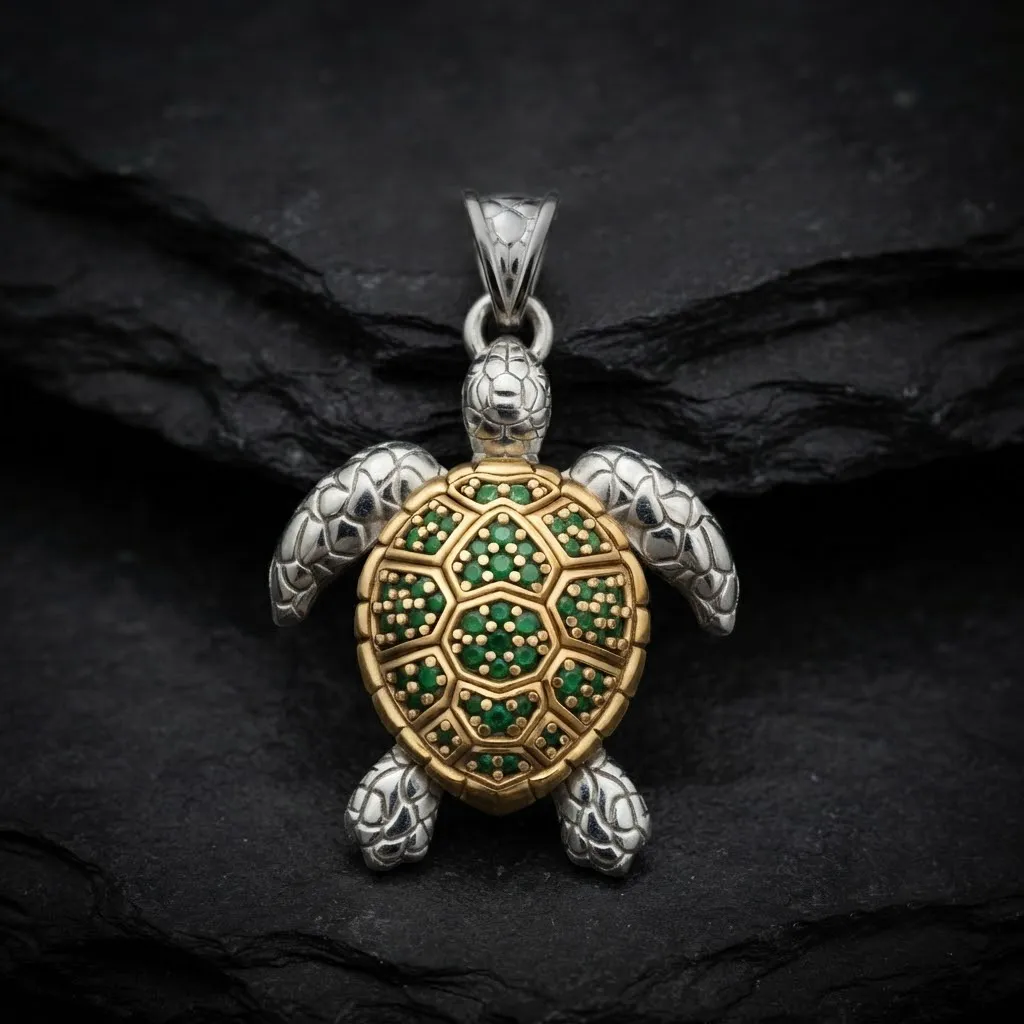 Turtle Pendant With Gems 3D print model 3D Print Model .c4d .max .obj .3ds .fbx .stl .blend 