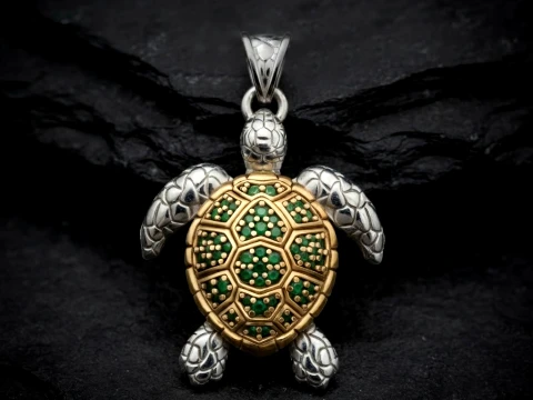 Turtle Pendant With Gems 3D print model 3D Print Model