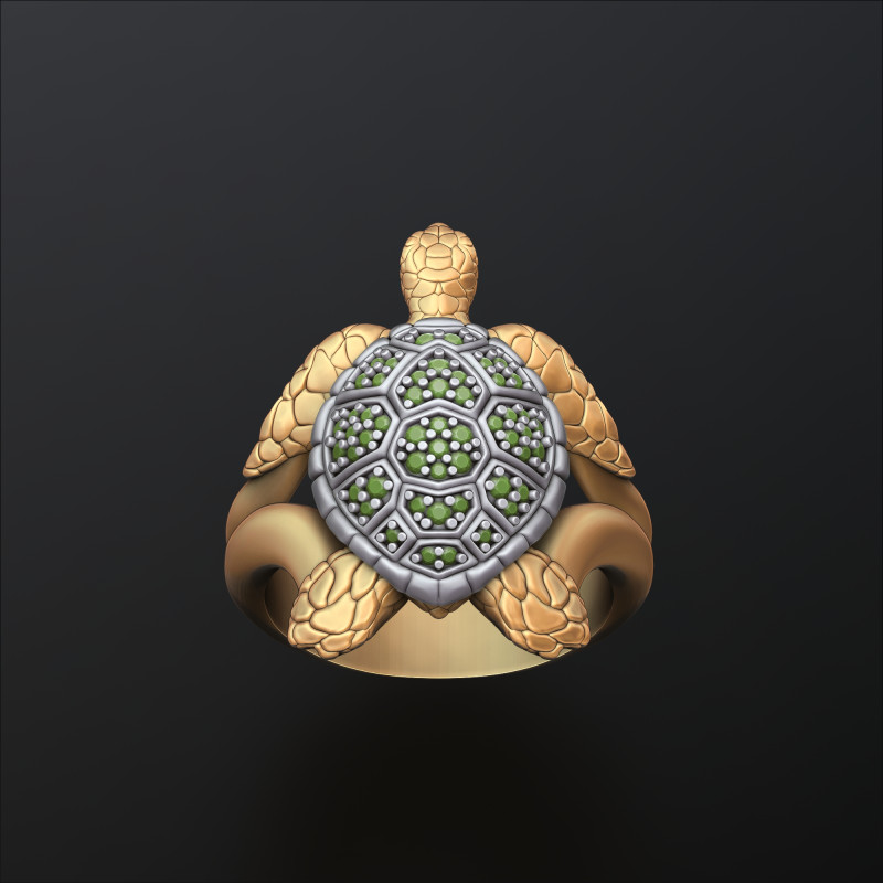 Model cetak 3D Cincin Penyu Dengan Permata Model Cetak 3D .c4d .max .obj .3ds .fbx .stl .blend