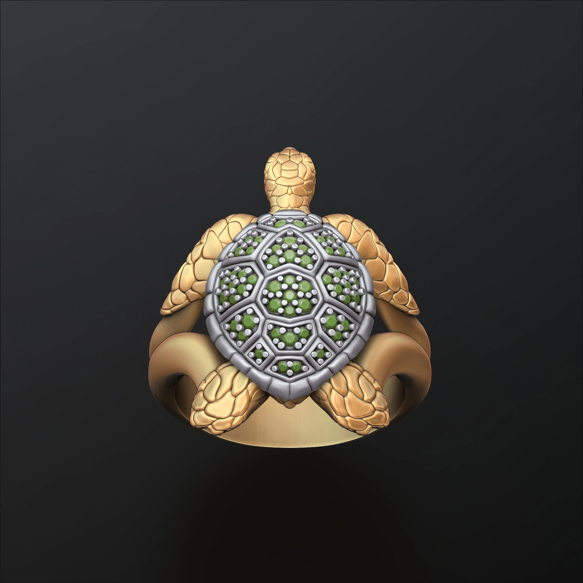 Turtle Ring With Gems 3D print model 3D Print Model .c4d .max .obj .3ds .fbx .stl .blend