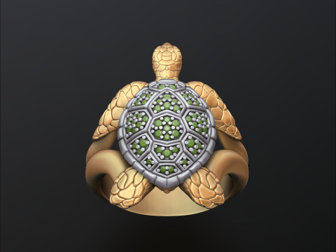 Кільце черепахи з дорогоцінними каменями 3D друкована модель 3D Принт Модель