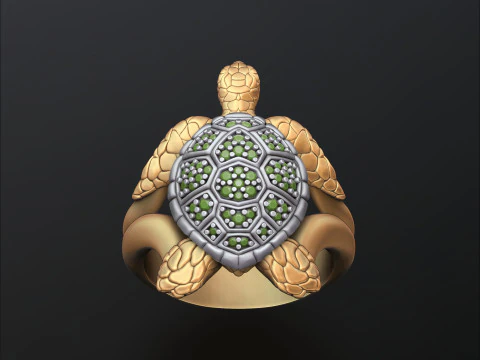 Pierścień ż&oacute;łwia z klejnotami Model do druku 3D Model do druku 3D