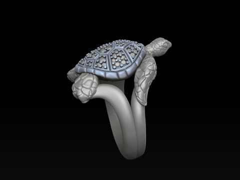 Model cetak 3D Cincin Penyu Dengan Permata Model Cetak 3D