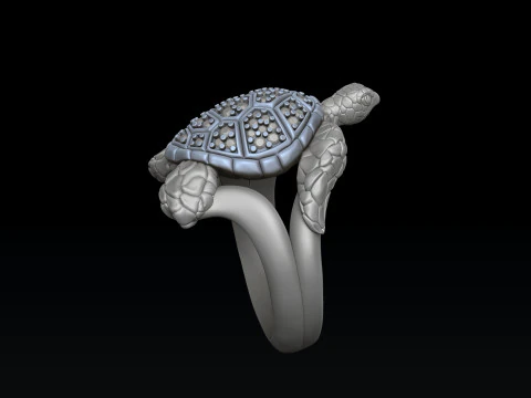 Turtle Ring With Gems 3D print model 3D Print Model
