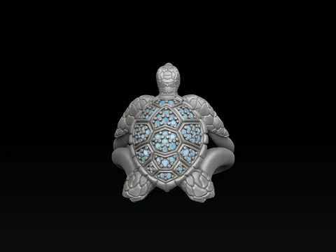 Turtle Ring With Gems 3D print model 3D Print Model