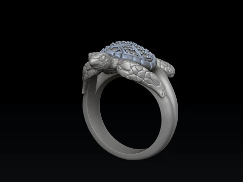Turtle Ring With Gems 3D print model 3D Print Model