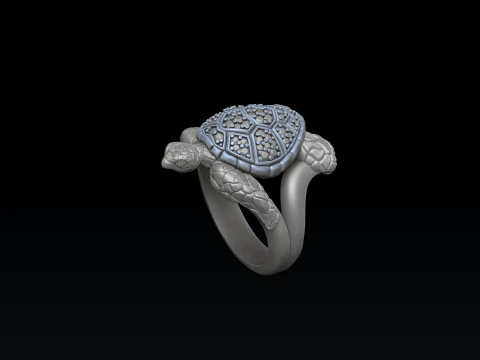 Turtle Ring With Gems 3D print model 3D Print Model