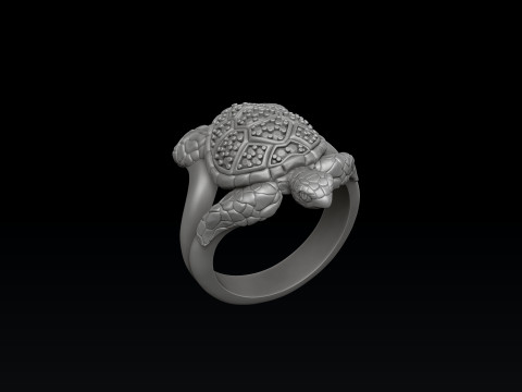 Liontin Cincin Penyu Dengan Koleksi Permata Model Cetak 3D