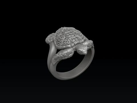 Turtle Ring Pendant With Gems Collection 3D Print Model