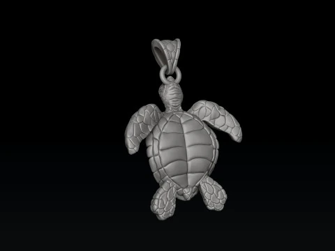 Turtle Ring Pendant With Gems Collection 3D Print Model