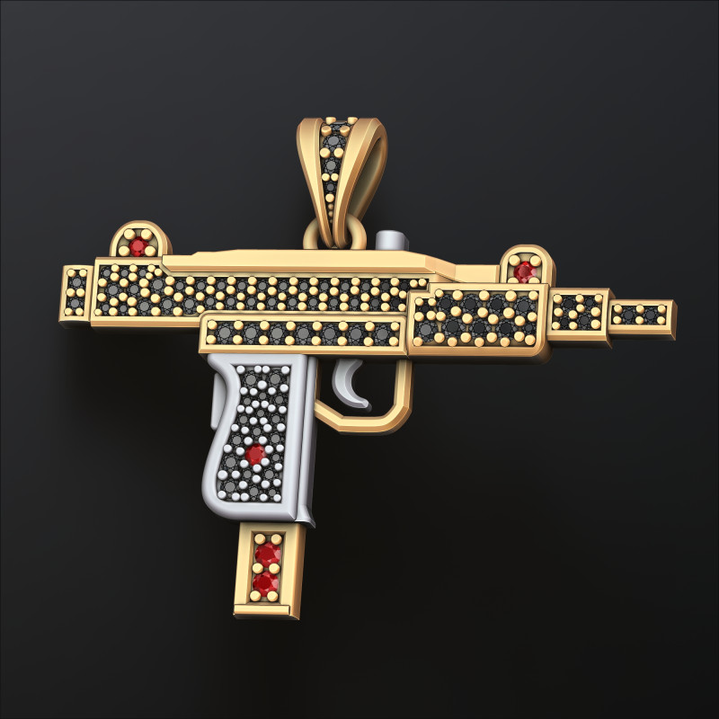 Gen Mini Uzi ペンダント、宝石付き 3D プリントモデル 3Dプリントモデル .c4d .max .obj .3ds .fbx .stl .blend