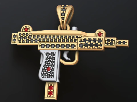 Colgante estilizado Gan v4 con gemas Modelo de impresi&oacute;n 3D Modelo de impresión 3D