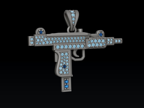 Gen Mini Uzi ペンダント、宝石付き 3D プリントモデル 3Dプリントモデル