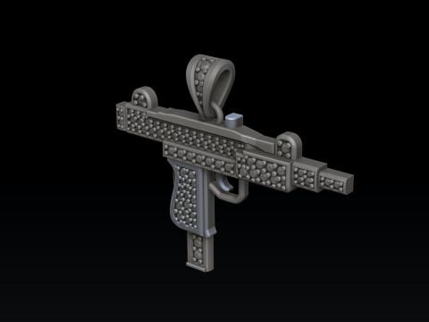 Gen Mini Uzi ペンダント、宝石付き 3D プリントモデル 3Dプリントモデル