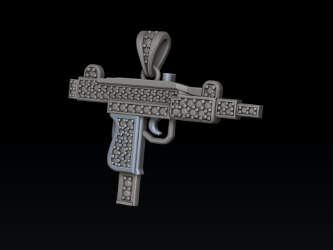 Gen Mini Uzi ペンダント、宝石付き 3D プリントモデル 3Dプリントモデル