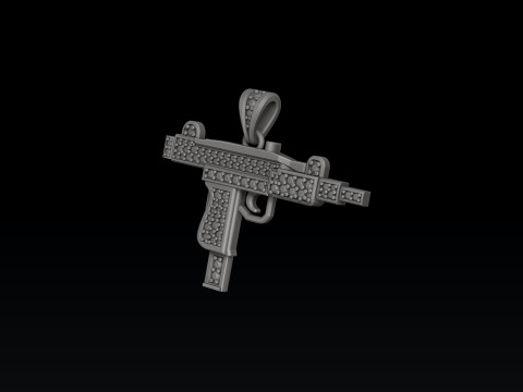 Gen Mini Uzi ペンダント、宝石付き 3D プリントモデル 3Dプリントモデル