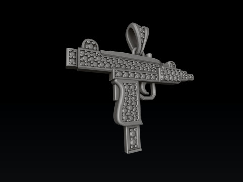 Gen Mini Uzi ペンダント、宝石付き 3D プリントモデル 3Dプリントモデル