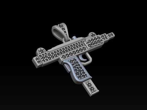 Gen Mini Uzi ペンダント、宝石付き 3D プリントモデル 3Dプリントモデル