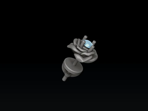 宝石付きローズ v2 プッシュ イヤリング 3D プリント モデル 3Dプリントモデル