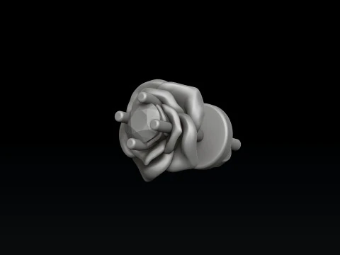 宝石付きローズ v2 プッシュ イヤリング 3D プリント モデル 3Dプリントモデル