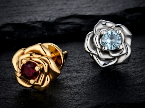 Rose v2 Pusset Earring With Gems 3D print model 3D Print Model