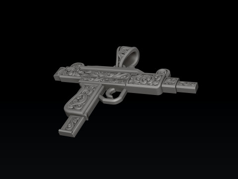 Pendentif Gen Mini Uzi avec ornements Modèle d'impression 3D Modèles 3D en vedette