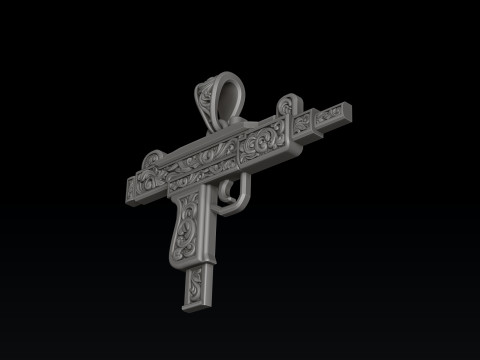 Pendentif Gen Mini Uzi avec ornements Modèle d'impression 3D Modèles 3D en vedette