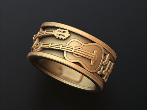 Modèle d'impression 3D de l'anneau de guitare classique Modèles 3D en vedette