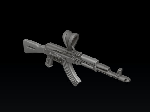 Model cetak 3D liontin Guun Ak 74 Model Cetak 3D